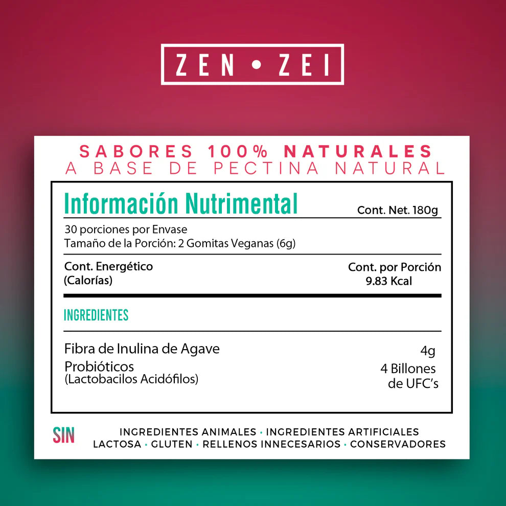 ZEN•ZEI Fiber Pro | Gummies de Fibra y Probióticos para el Bienestar Digestivo