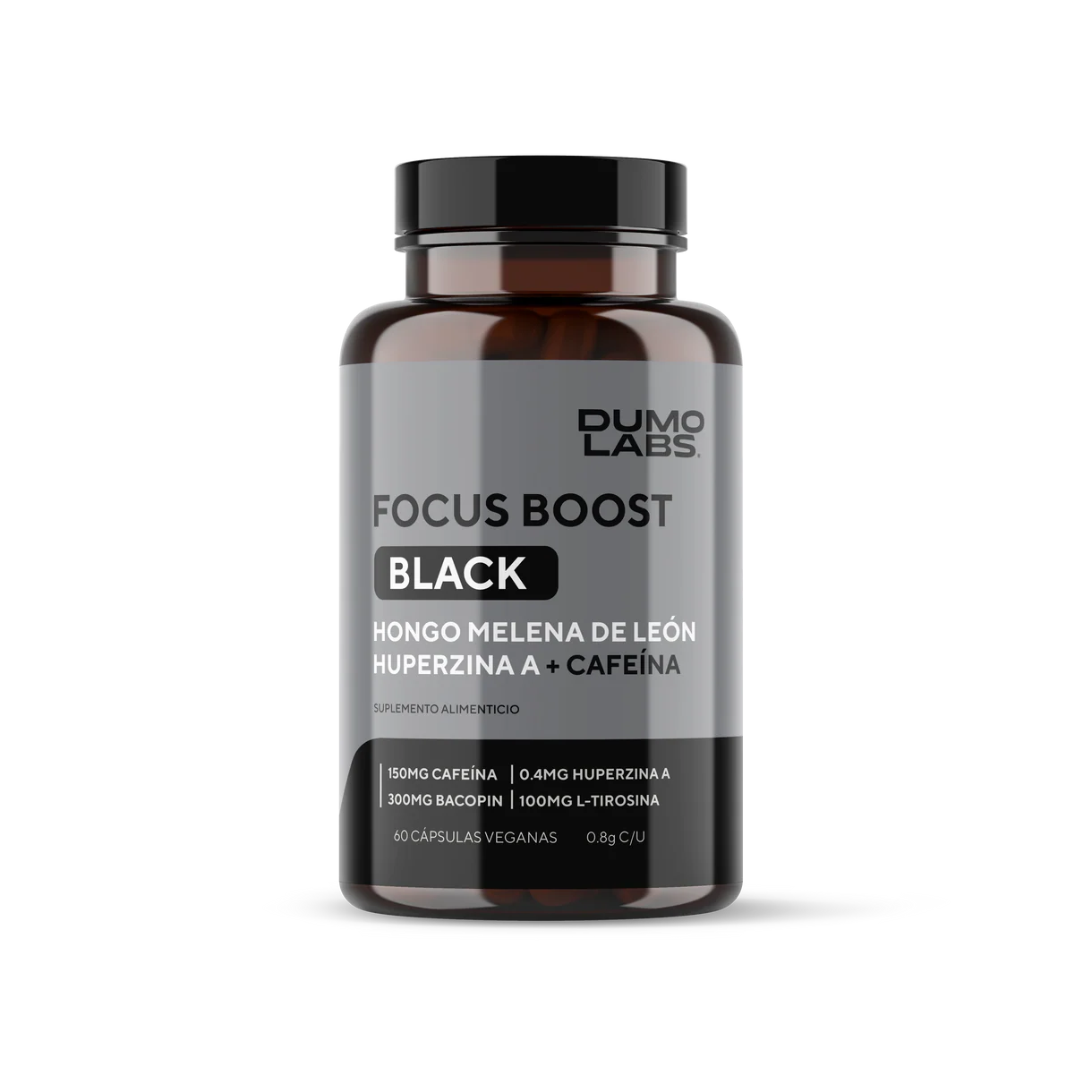 Focus Boost Black | Nootrópico Natural con Cafeína para Enfoque y Energía Mental – 60 Cápsulas Veganas