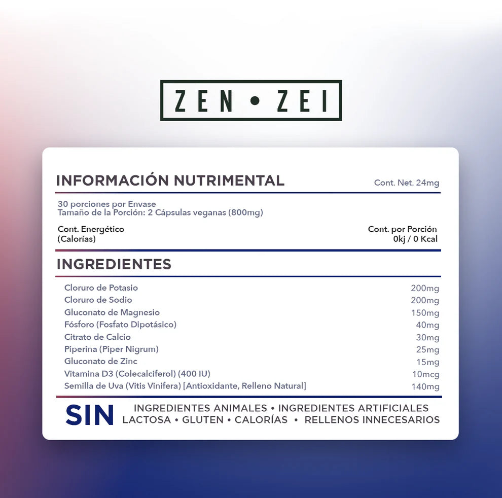 ZEN•ZEI Advanced Electrolytes | Electrolitos Avanzados para Hidratación y Rendimiento (30 / 60 cápsulas)