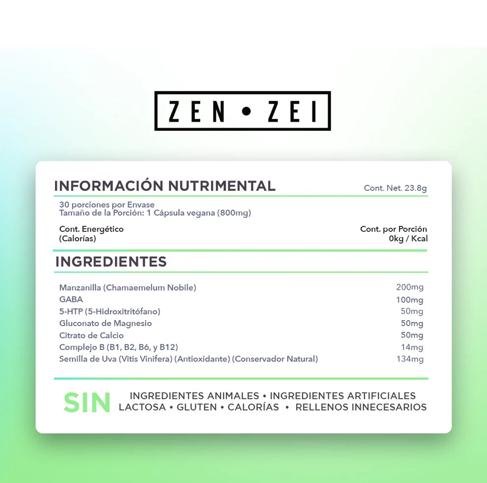ZEN•ZEI Improving Mood | Suplemento Natural para Relajación, Estrés y Bienestar Emocional – 30/60 Cápsulas Veganas